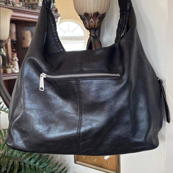 Patricia Nash Black Leather Braided Stitch Marcellina Hobo Bag Tassel Purse - Picture 6 of 16